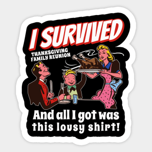 Thanksgiving Survivor Retro Style Family Dinner Design Sticker